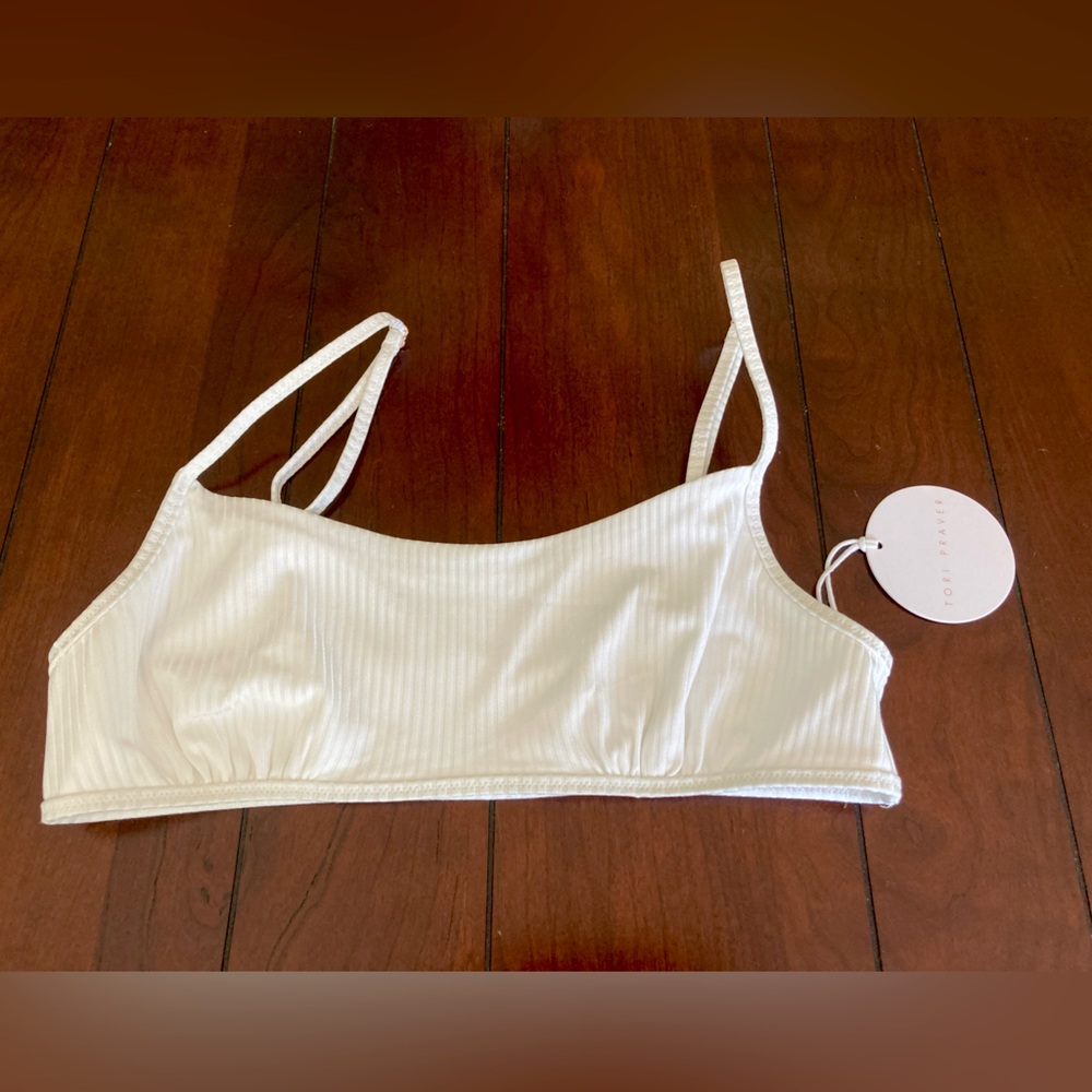 NWT Tori Praver White Bikini Top